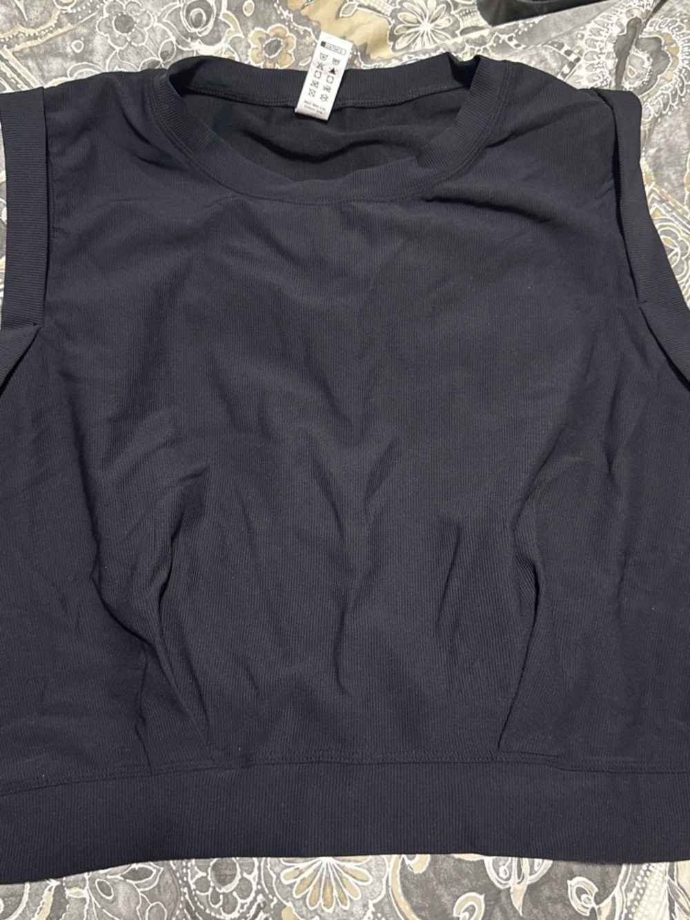 HALARA Black Ribbed Crewneck Tank Top